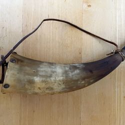 Vintage Steer Power Horn With Leather Strap 