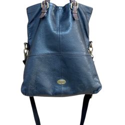 FOSSIL Vtg Black Pebble Leather Handbag Purse Handles & Removable Shoulder Strap
