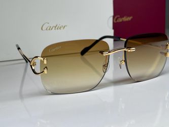 Gold Cartier Brown Tint Sunglasses Buffalo Horn Glasses
