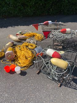 3 Crab Trap / Pot Lot with Buoys and Rope