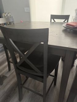 Gray Wood Counter Height Dining Table with Chairs