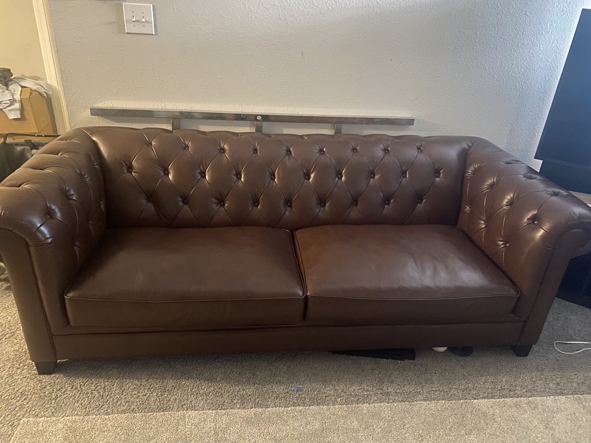 Leather Couch from Macys -Cirah Chesterfield 