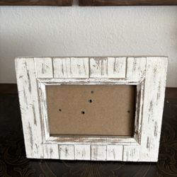 Distressed white rustic wood photo frame