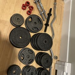 Weight Plates, Dumbbell Handles, Curl Bar