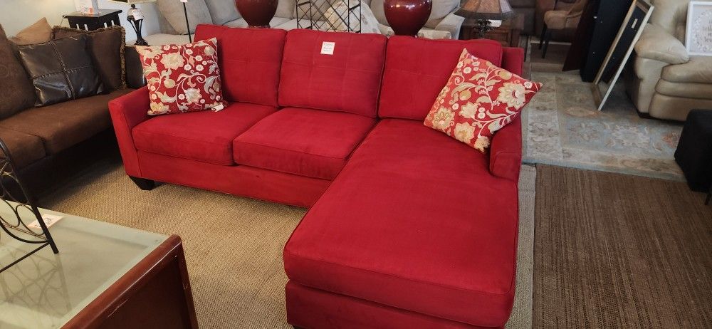 Red Cindy Crawford Reversible Chaise Sectional 