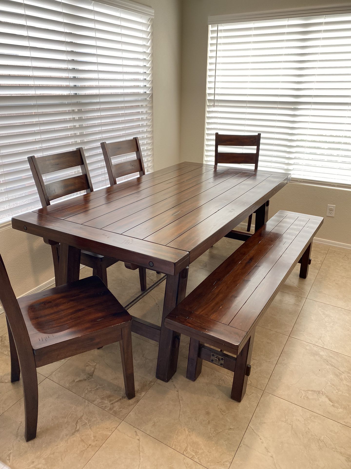Sunny Designs Dining Set: Table, Chairs, Bench - $600