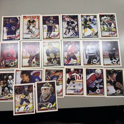 various trading cards, hockey, baseball and basketball