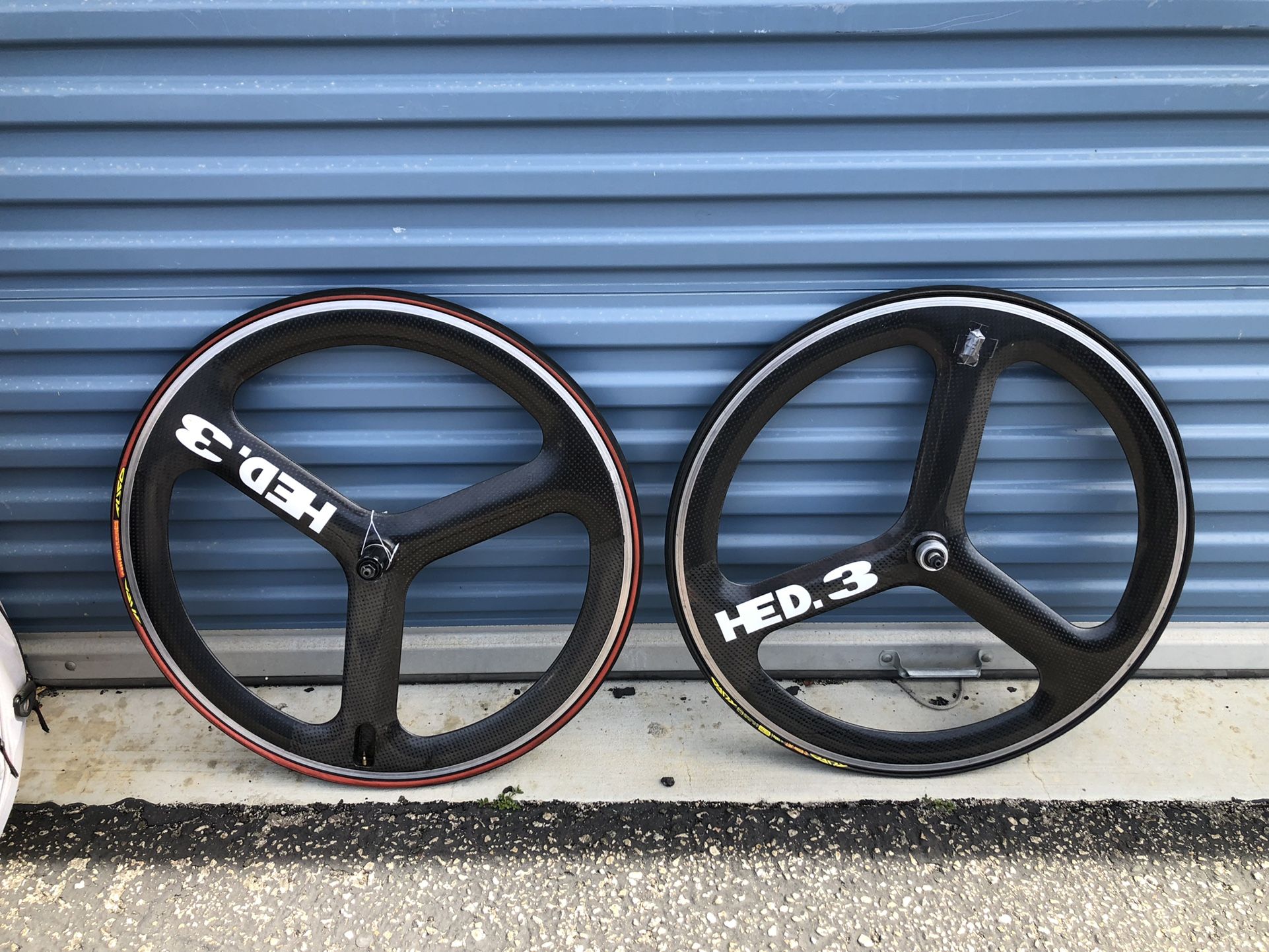HED Tri Spoke Wheel Set Bag And QR