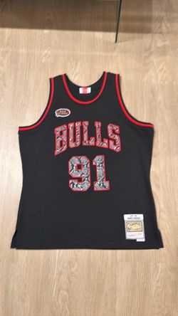 Size large - RARE Mitchell & ness NBA basketball Chicago bulls Snake Printed Dennis Rodman Jersey - Swingman