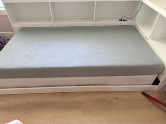 Twin Corner Bed Frame with Storage, LED Lights & Box Spring