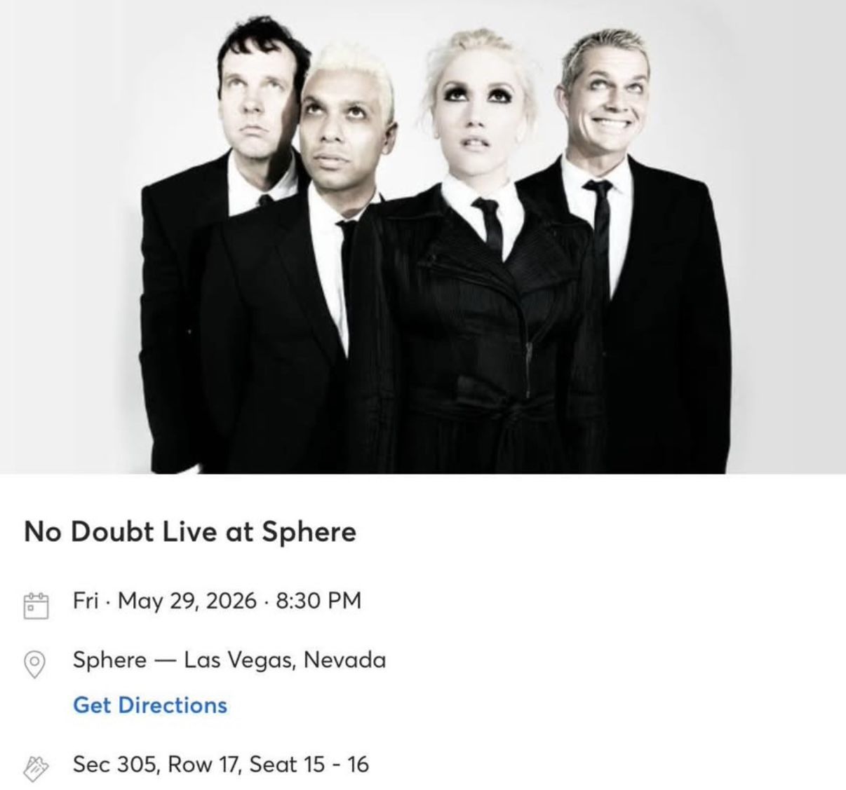 NO DOUBT @ THE SPHERE MAY 29, 2026