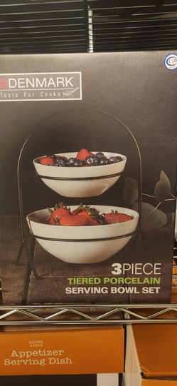Denmark Tools for Cooks 3-Piece Tiered Porcelain Serving Bowl Set - NEW