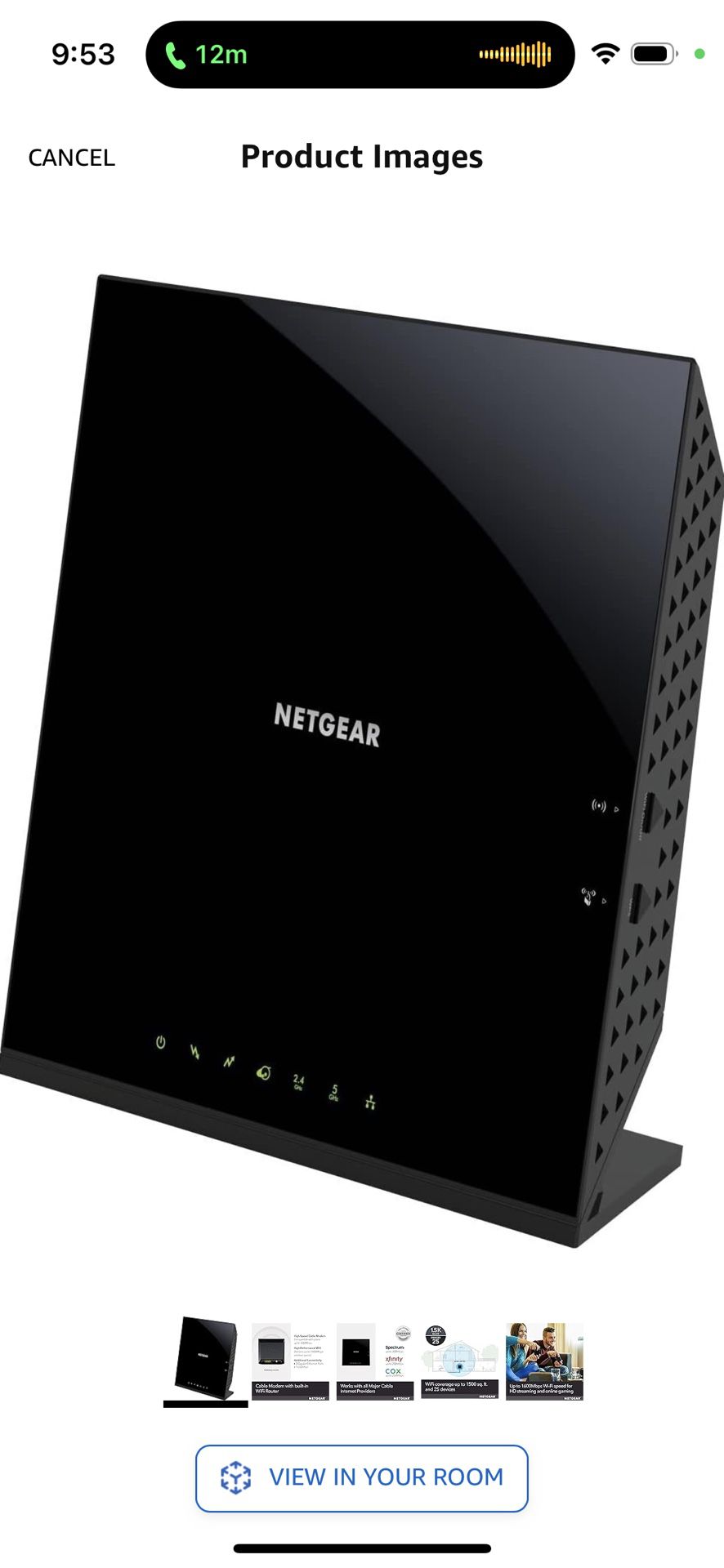 Netgear C6250-100NAS AC1600 (16x4) WiFi Cable Modem Router Combo (C6250) DOCSIS 3.0