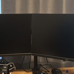Acer monitors set of 2 with mount that attaches to any table