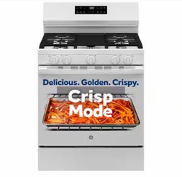 GE 30 in. 5-Burners Free-Standing Gas Range in White with Crisp Mode
