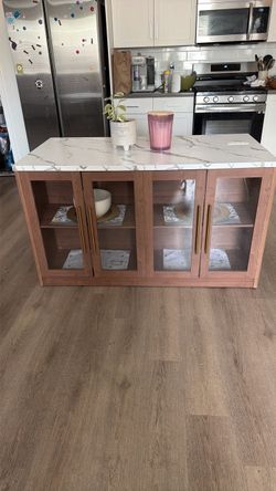 Kitchen island with bar stools