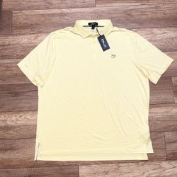RLX Ralph Lauren Performance Moisture Wicking Yellow Golf Polo Shirt Mens 2XL