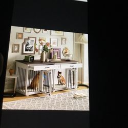 Large Massive Dog Crate Kennel Cage Living Room Credenza Furniture 