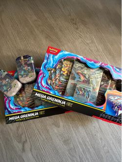 2 Mega Greninja ex Premium Collection and two luminous city tins