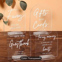 Set of 4 Clear Wedding Reception Signs 