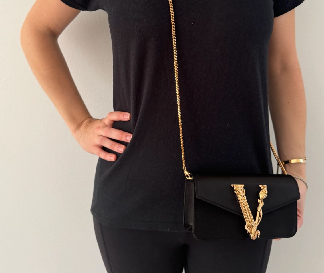 Versace virtue satin Black and Gold crossbody Bag