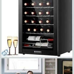 BODEGACOOLER 24 Bottle Mini Fridge for Bedroom, Compressor Wine Cooler Refrigerator for Home and Kitchen, Wine Cooler with Digital Temperature Control