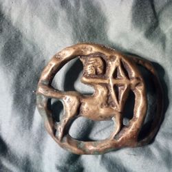 Sagittarius Vintage 1970s Solid Brass Cutout Belt Buckle