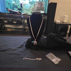 Cuban Link Chain, Bracelet And Medallion Combo