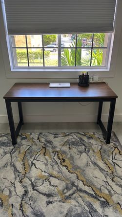 Modern Wood Top Desk with Metal Frame