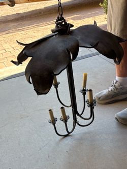 Custom made one of a kind wrought iron chandelier