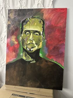 🎃 Original Frankenstein’s Monster Painting – Hand-Painted Canvas