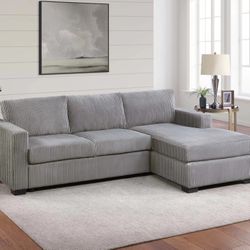 Light Grey Sectional Corduroy Brand New In Box Firm Price $440