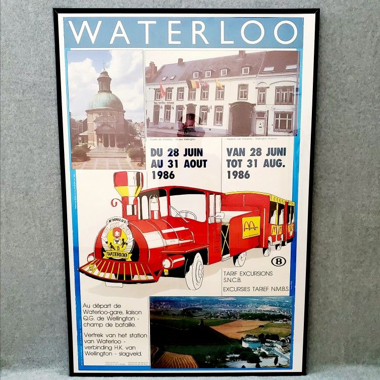 McDONALDS 1987 Vintage Collectors Advertising Waterloo Train Sign French Poster
