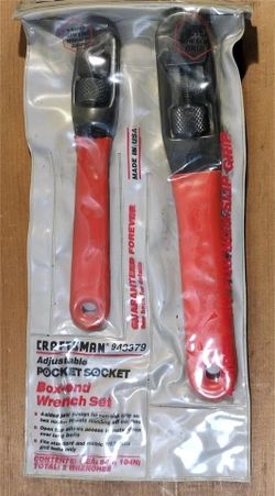 Vintage NOS Craftsman 43379 2pc Adjustable Pocket Socket Wrench Set 8” & 10”