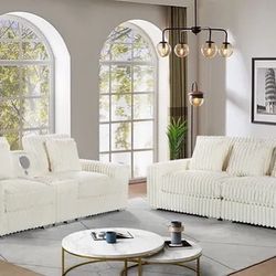 Cologne Sofa & Loveseat/ With Bluetooth Speakers 