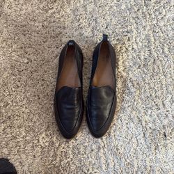 Black Leather Flats