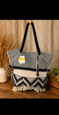 NWT C&C California Boho Woven Tote Bag