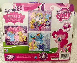 My Little Pony Carry & Go 3 Puzzle Pack 48 Pc Each Purse Bag MB Hasbro NEW