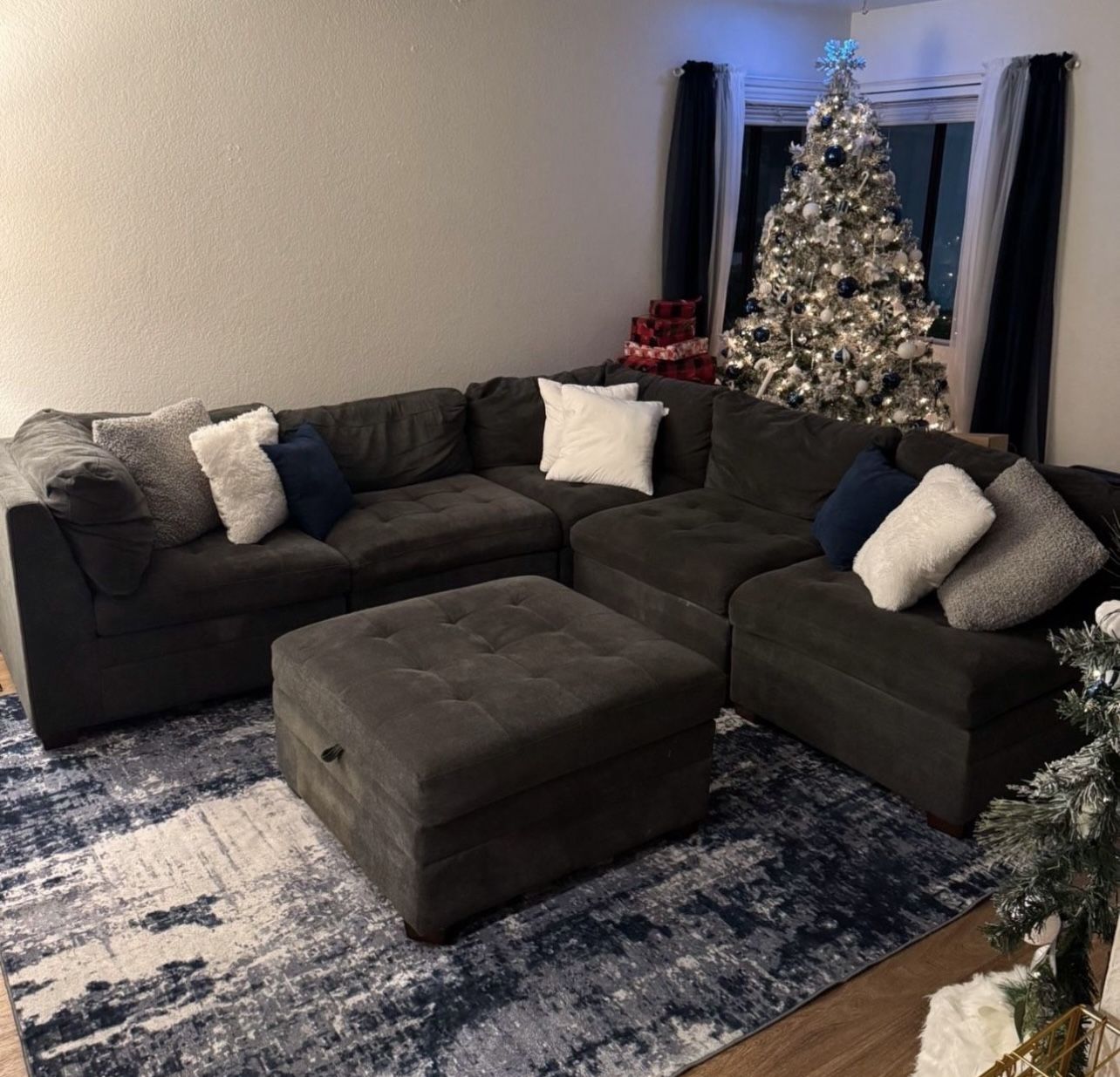 Gray Sectional And Rug For Sale