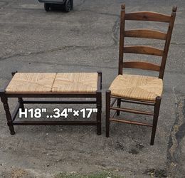 Vintage Rattan Bench And Chair 