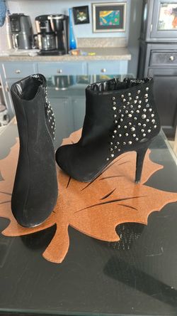 Platform suede booties heels 6 1/2