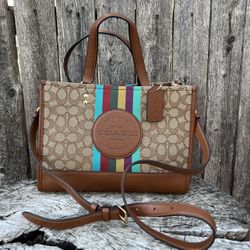 Coach Dempsey Carryall In Signature Jacquard With Stripe And Coach Patch