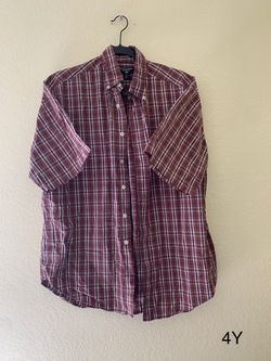 Ralph Lauren Jean Co Men Plaid Madras Button Down Short Sleeve Size M