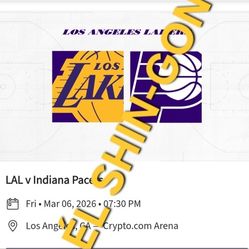 Lakers vs Pacers 4 Tickets Mar 6th Section 321 Row 6 $95 EA 