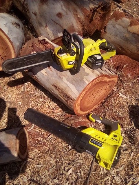 Ryobi 40 Volt 14 Inch Chainsaw And Jetfan Blower With 1 Battery And Charger