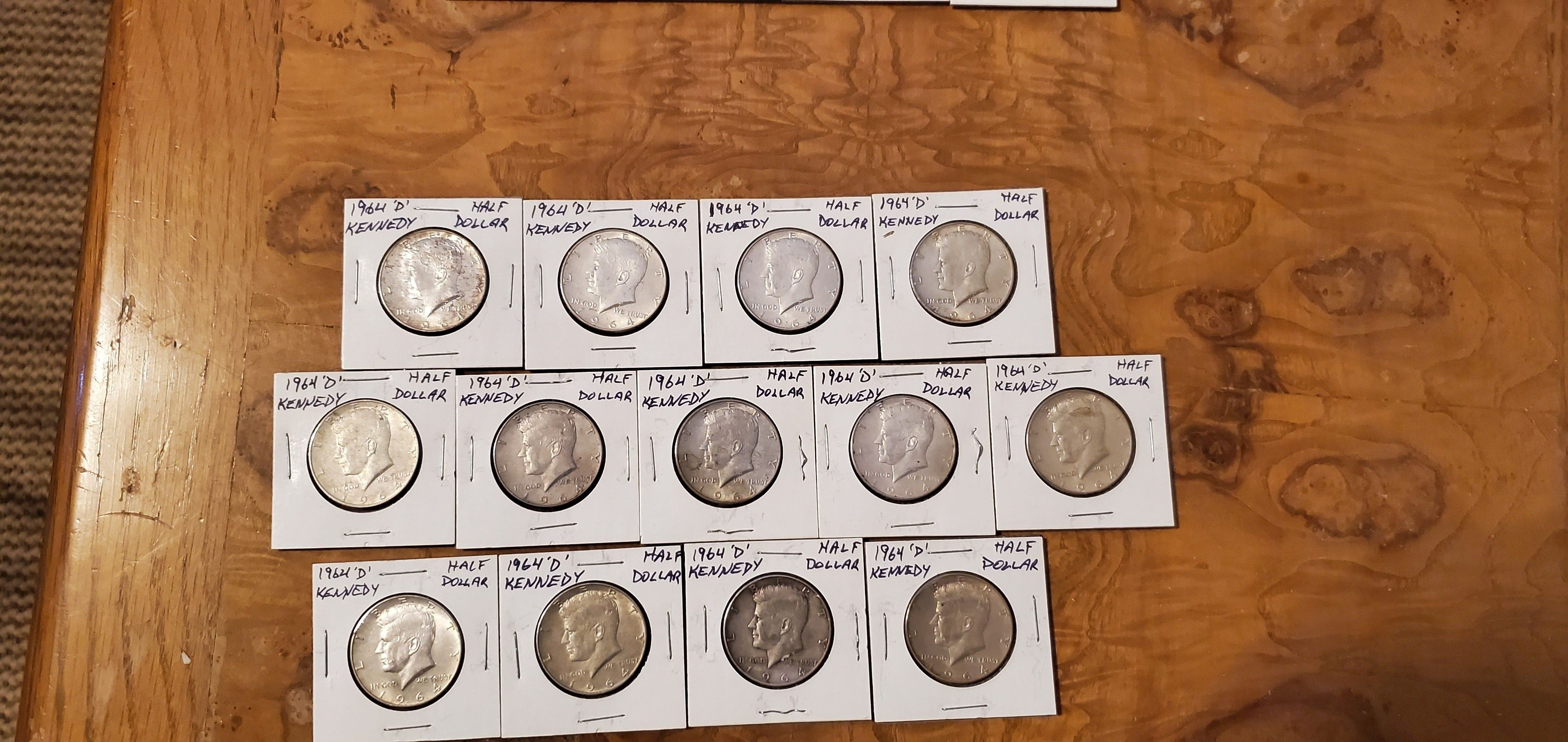 KENNEDY SILVER AND SILVER CLAD HALF DOLLAR COINS