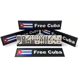 Free Cuba Domino Rack 3D Printed 10 Tile Holder Cuban Flag Stand Black