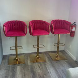 Hot pink/ Fuchsia Bar Stool chairs (Set of 3)
