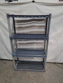 Plastic 4 shelf unit 34" x 14" x  56" tall