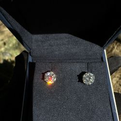 New Moissanite Screw Back 10H10A Earrings 2CT（1CT *2 ）18K White Gold Plated Sterling Silver